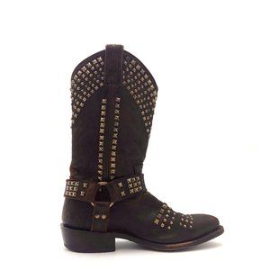 FRYE Vintage Brown Leather Studded Boots #900